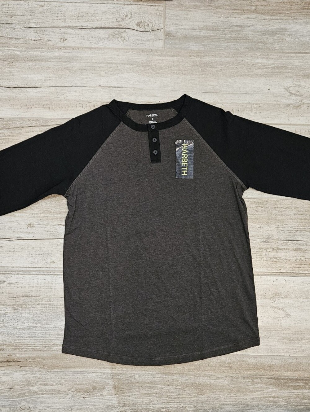 Men's Black/Gray Long Sleeve Baseball Tee